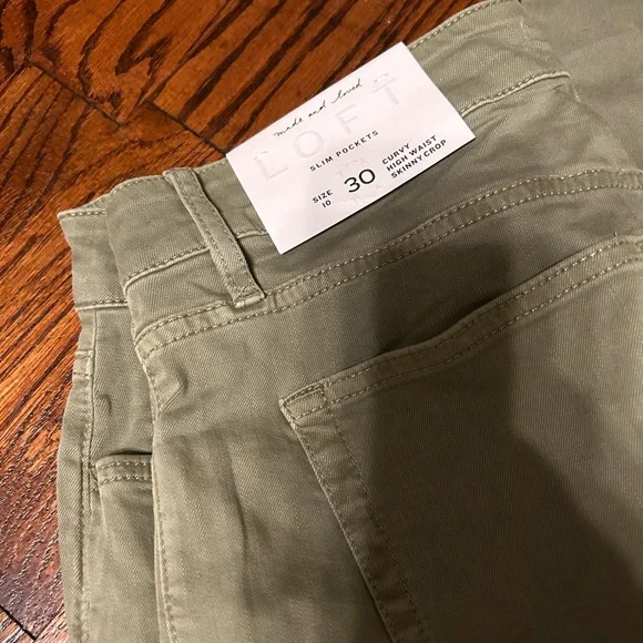 Loft curvy high waist skinny crop-size 10-Green khaki - Picture 3 of 3